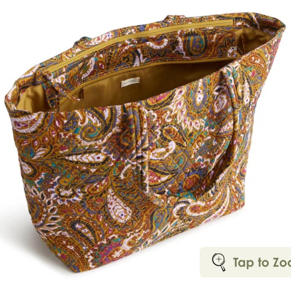Vera Bradley Quilted Paisley Tote in Mustard Multi